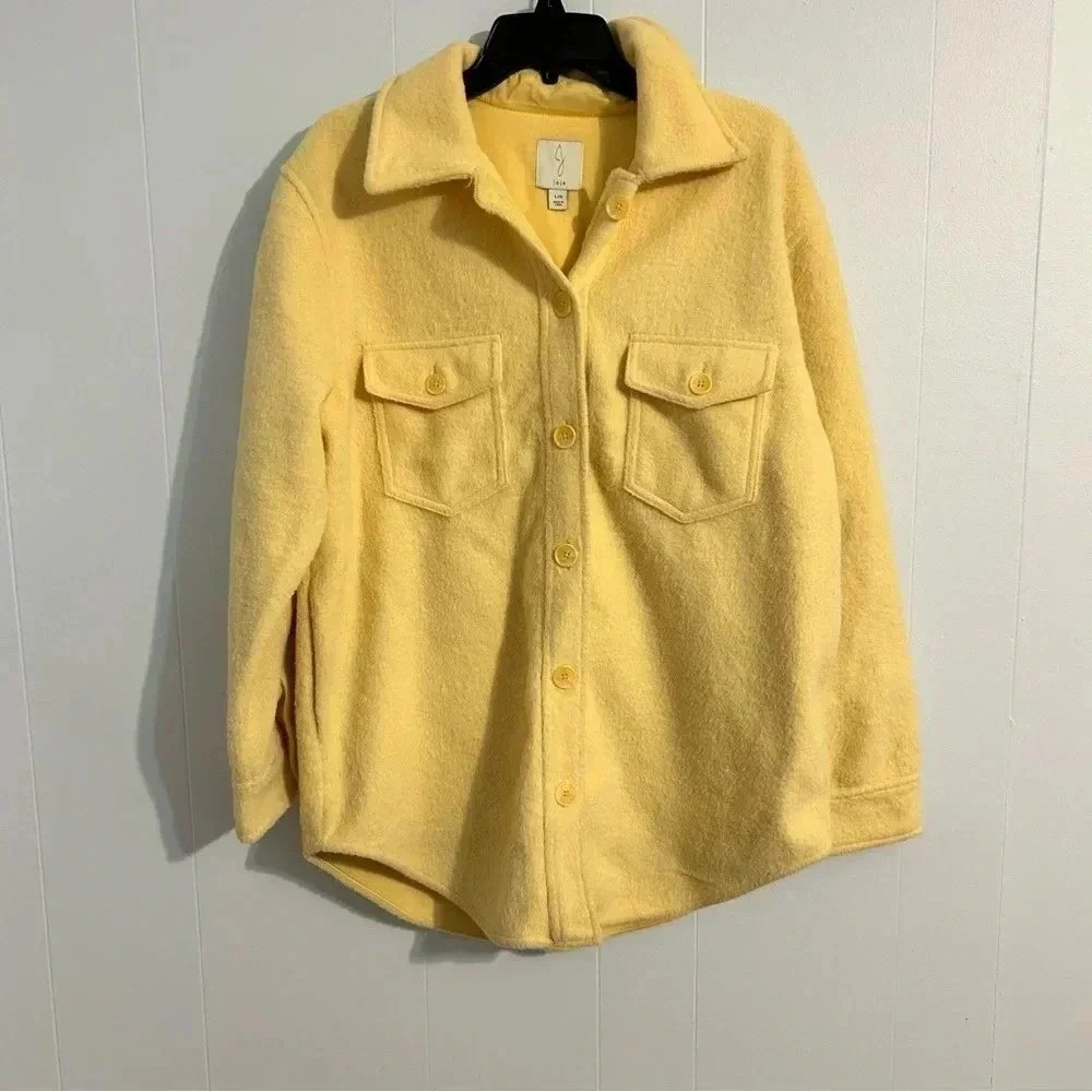Joie Yellow Brushed Shacket‎ Button Front Shirt Jacket Large L/G CA28792 RN75343